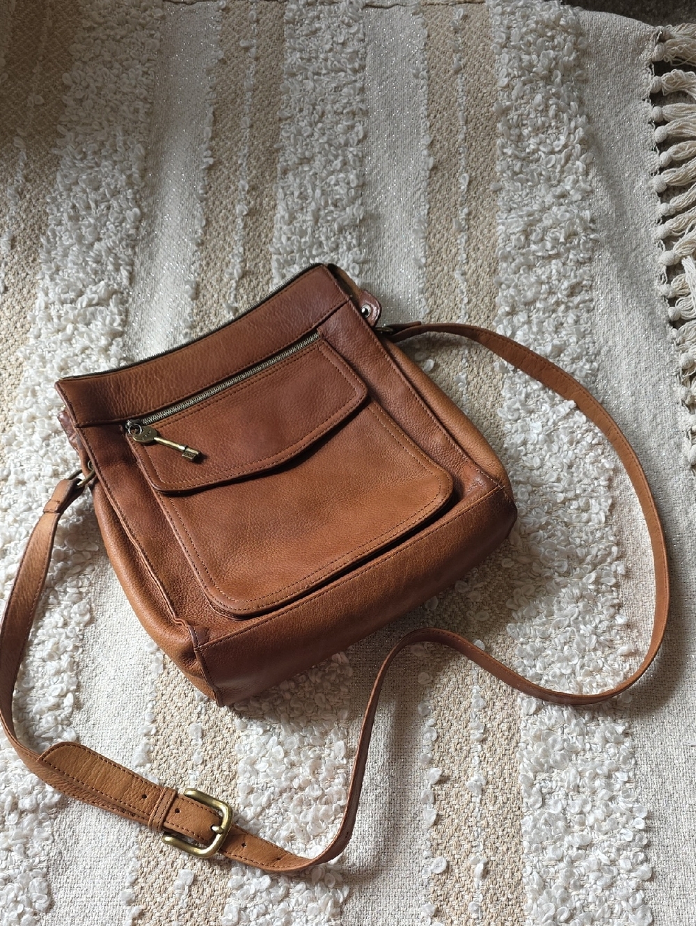 Tan Leather Crossbody Bag - Women's Everyday Shoulder Bag